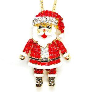 Red SANTA Claus Christmas Pendant Necklace
